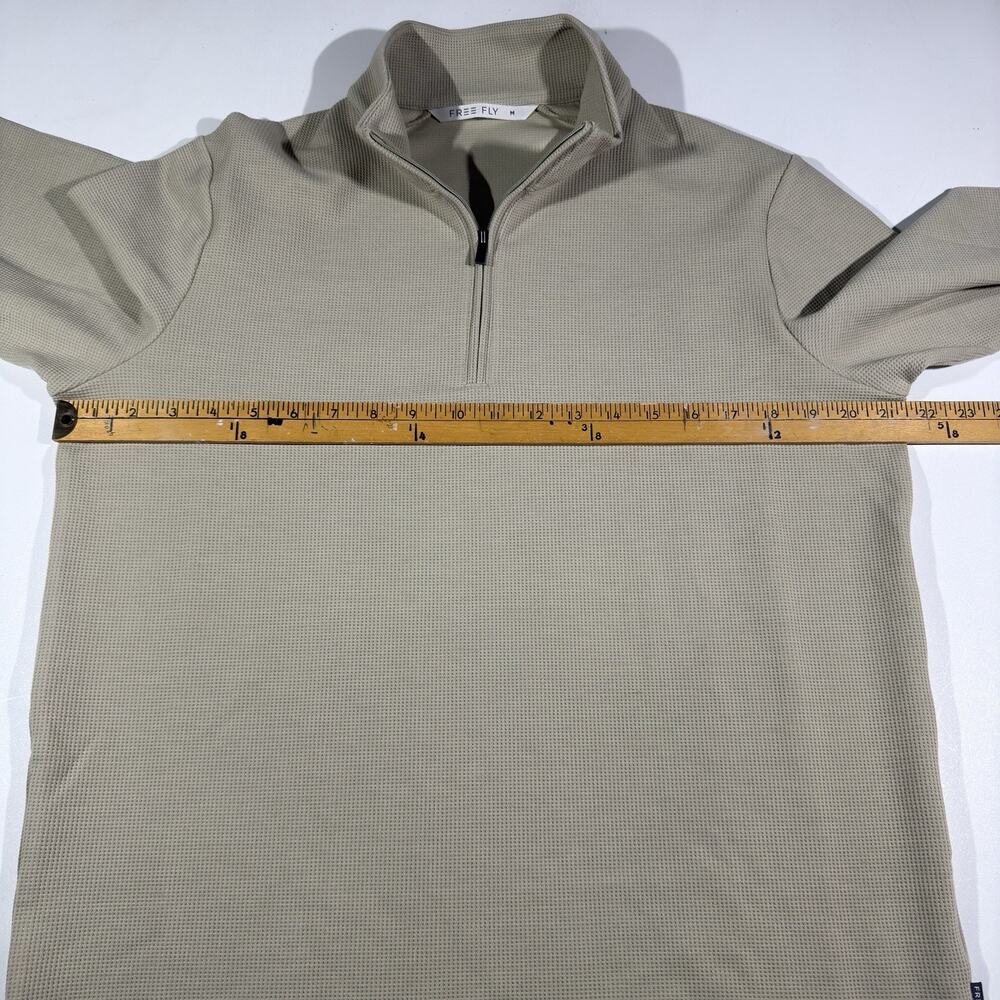 FREE FLY Mens Waffle Quarter Zip Sandstone Pullover Sweatshirt Size Medium - Picture 7 of 9